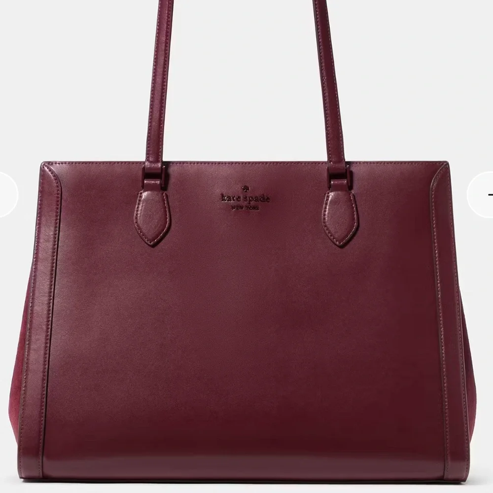 Kate Spade Madison Suede Large Laptop Tote Dark Merlot